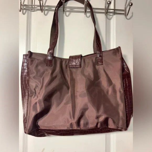 👜 Diane Von Furstenberg Brown Tote The Color Authority Croc Trim - Picture 3 of 9